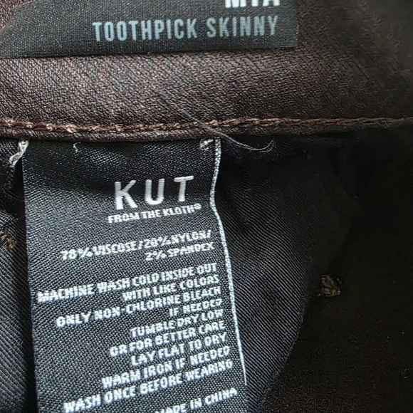 KUT From The Kloth Mia Toothpick Skinny Snake Print Pants, Brown, Size 12 - Picture 7 of 11